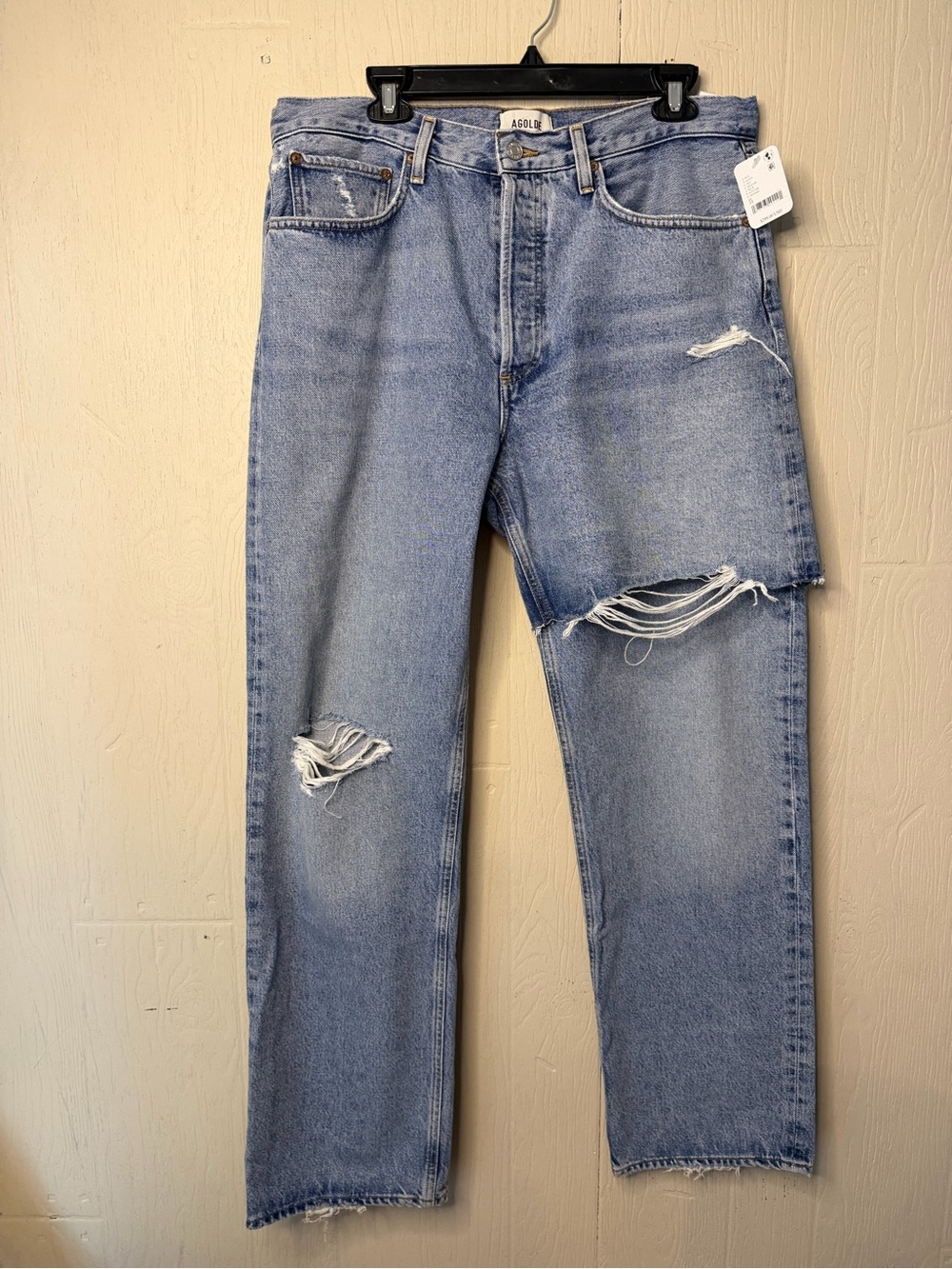 AGOLDE Amryn Double Layer Ripped Straight Leg Jeans